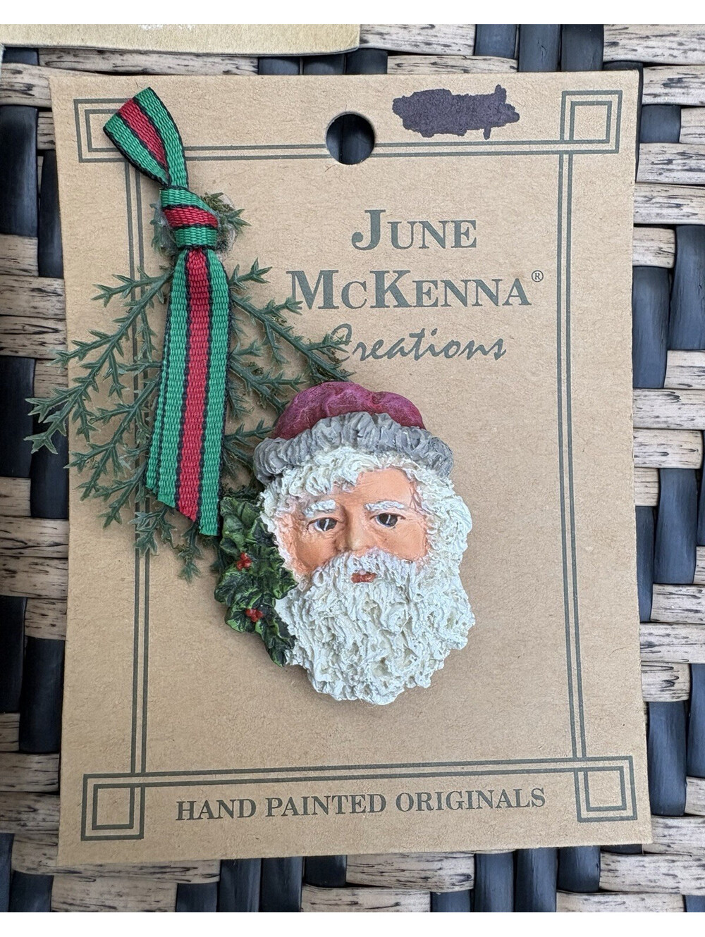 June McKenna Creations Hand Painted Originals Santa Claus Pin